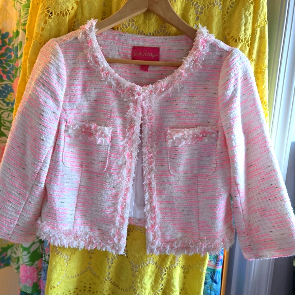 Lilly Pulitzer Pink Tweed Lia Jacket